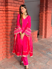 Panchi Pink Silk Hand Embroidered Suit Set