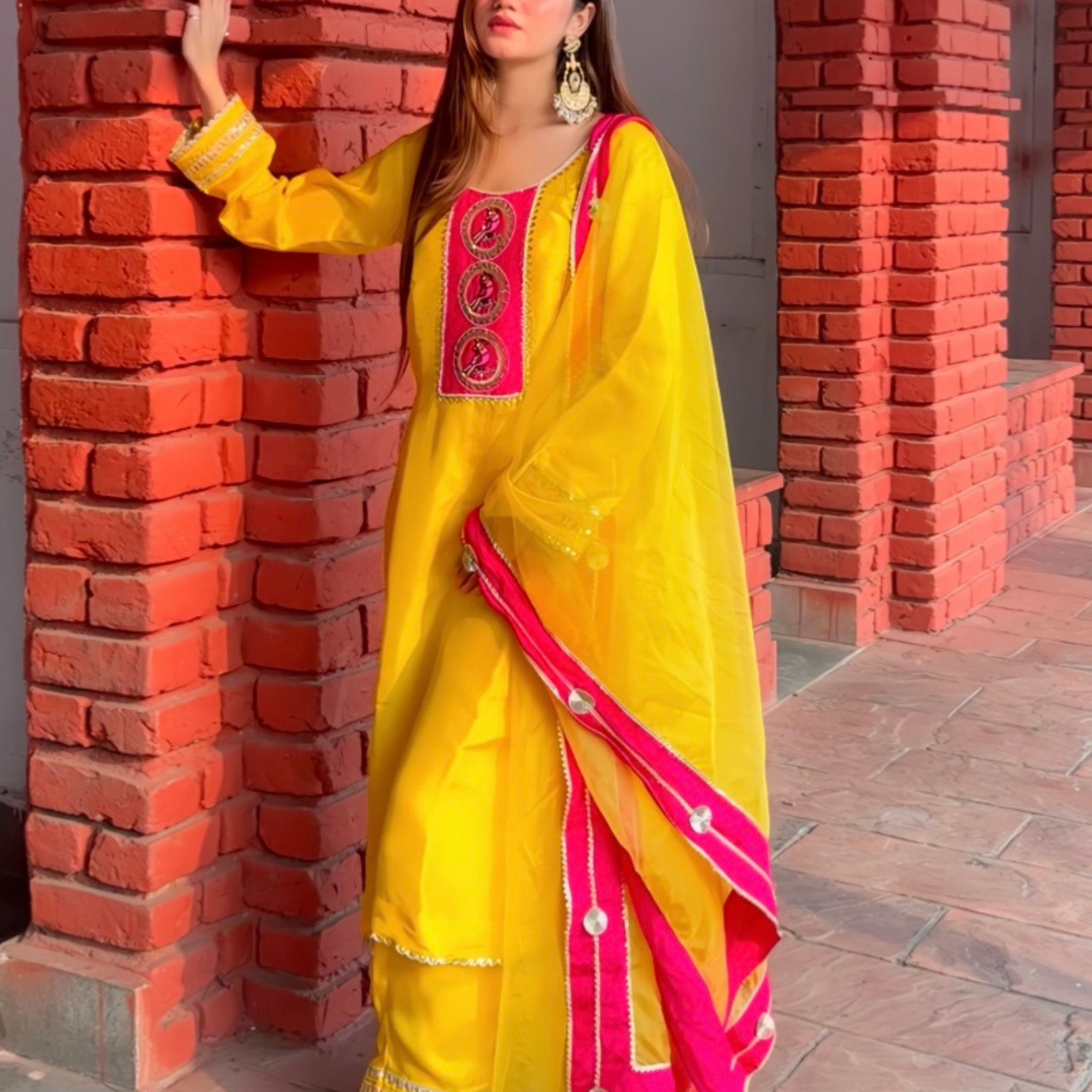 Pakhi Yellow Silk Hand Embroidered Suit Set