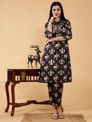 Prisha Black Patola Print Hand Embroidered 3 Piece Suit Set