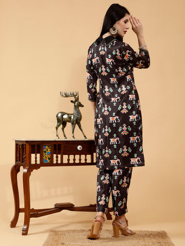 Prisha Black Patola Print Hand Embroidered 3 Piece Suit Set