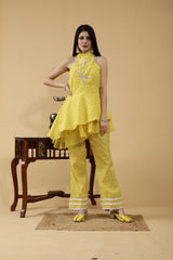 Shanelle Sunny Yellow Hand Embroidered 3 Piece Suit Set