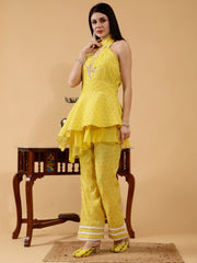 Shanelle Sunny Yellow Hand Embroidered 3 Piece Suit Set