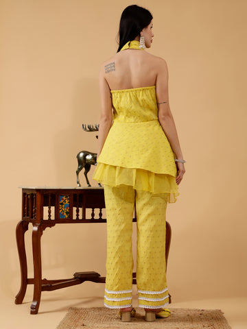 Shanelle Sunny Yellow Hand Embroidered 3 Piece Suit Set