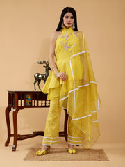 Shanelle Sunny Yellow Hand Embroidered 3 Piece Suit Set