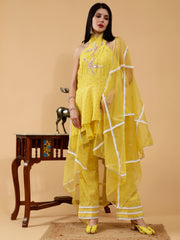 Shanelle Sunny Yellow Hand Embroidered 3 Piece Suit Set