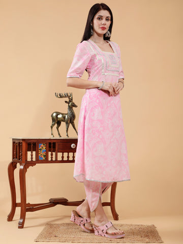 Melody Pastel Pink Paisley Print Cotton 3 Piece Suit Set