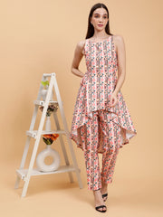 Linen Co-ord Set in Zhurie Peach Floral Print