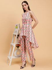 Linen Co-ord Set in Zhurie Peach Floral Print