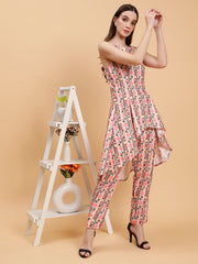 Linen Co-ord Set in Zhurie Peach Floral Print