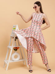 Linen Co-ord Set in Zhurie Peach Floral Print