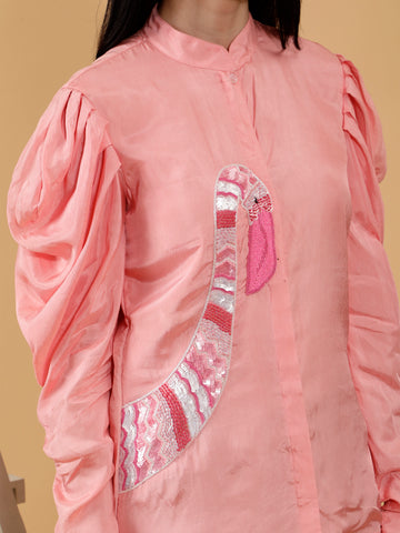 Blush Pink Hand Embroidered Shirt