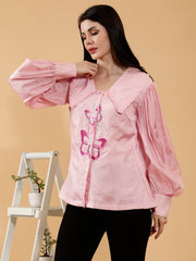 PASTEL PINK HAND EMBROIDERED SHIRT