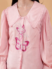 PASTEL PINK HAND EMBROIDERED SHIRT