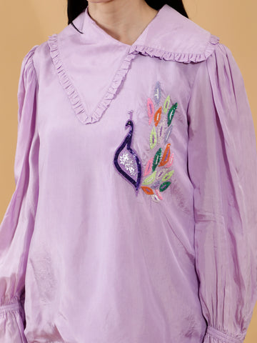 LAVENDER HAND EMBROIDERED SHIRT