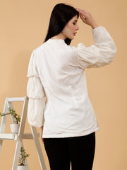 WHITE INITIAL HAND EMBROIDERED SHIRT