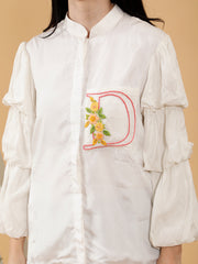 WHITE INITIAL HAND EMBROIDERED SHIRT