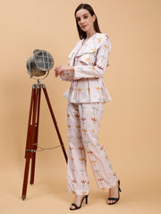 Linen Co-ord Set in Cielo Beige Floral Print