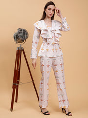 Linen Co-ord Set in Cielo Beige Floral Print