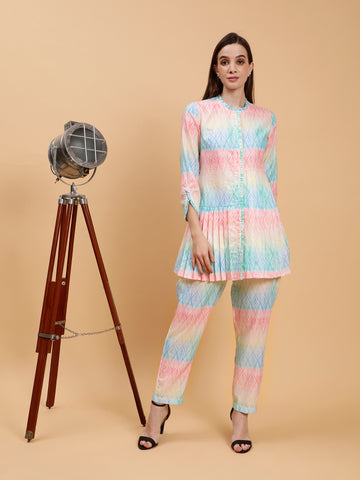 Adhisha Pastel Abstract Print 2 Piece Co-ord Set