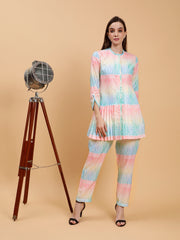 Linen Co-ord Set -Adhisha Pastel Abstract Print