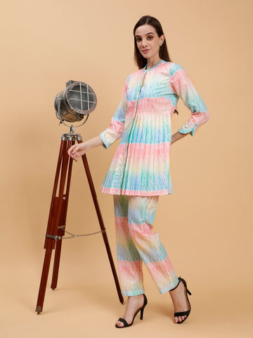 Adhisha Pastel Abstract Print 2 Piece Co-ord Set