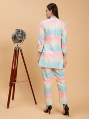 Linen Co-ord Set -Adhisha Pastel Abstract Print