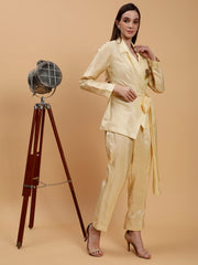 Silk Arleth Beige With Embroidered Co-ord Set