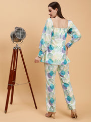 Linen Hrutvi Green Printed Co-ords Set