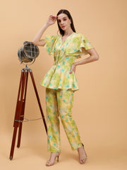 Linen Co-ords Set Gurumeher Yellow Print