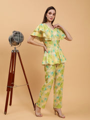 Linen Co-ords Set Gurumeher Yellow Print