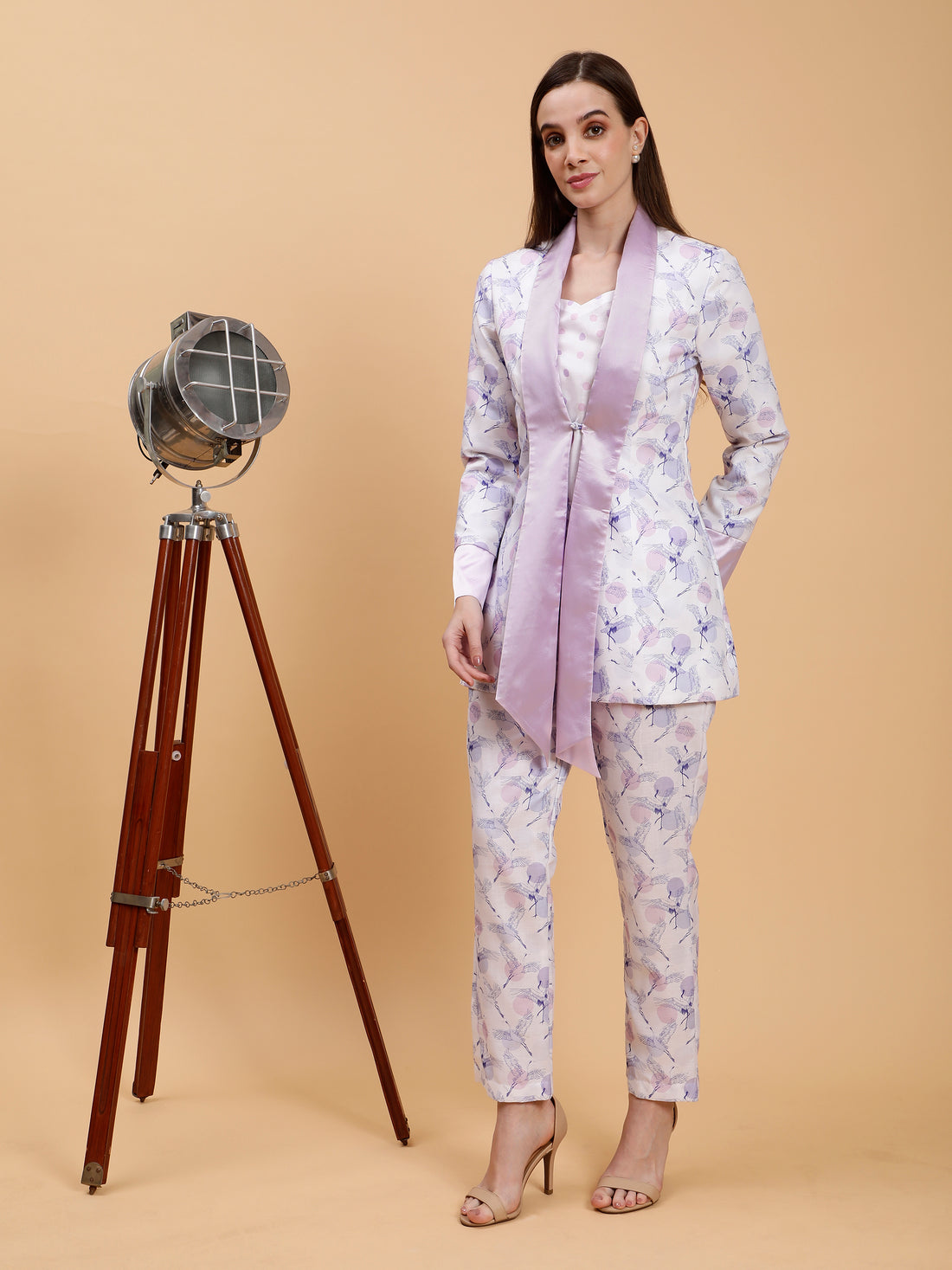 Neriah White Flying Bird Linen 3 Piece Co-ord Set