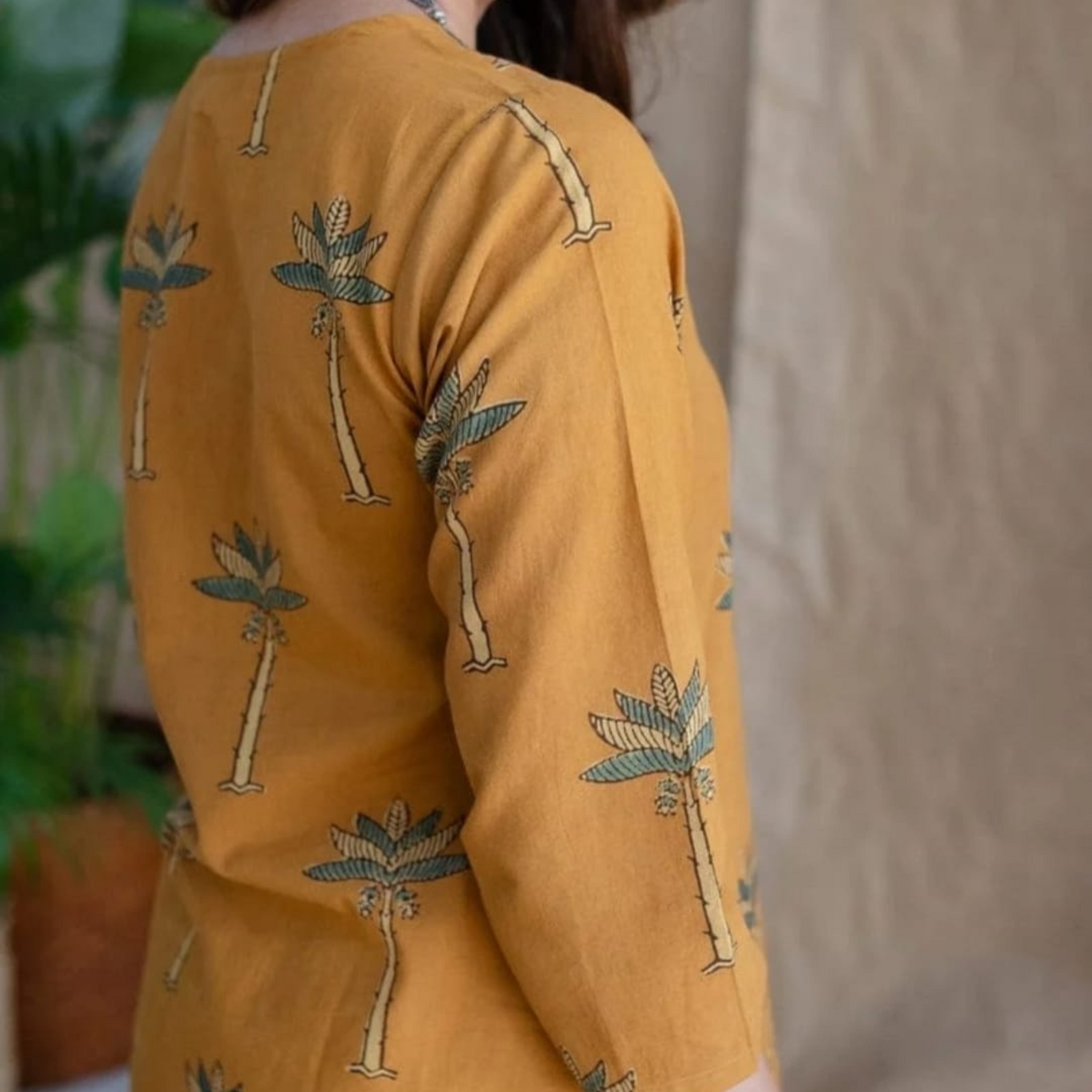 Pure Cotton Brown Printed Kurti Set with Palazzo