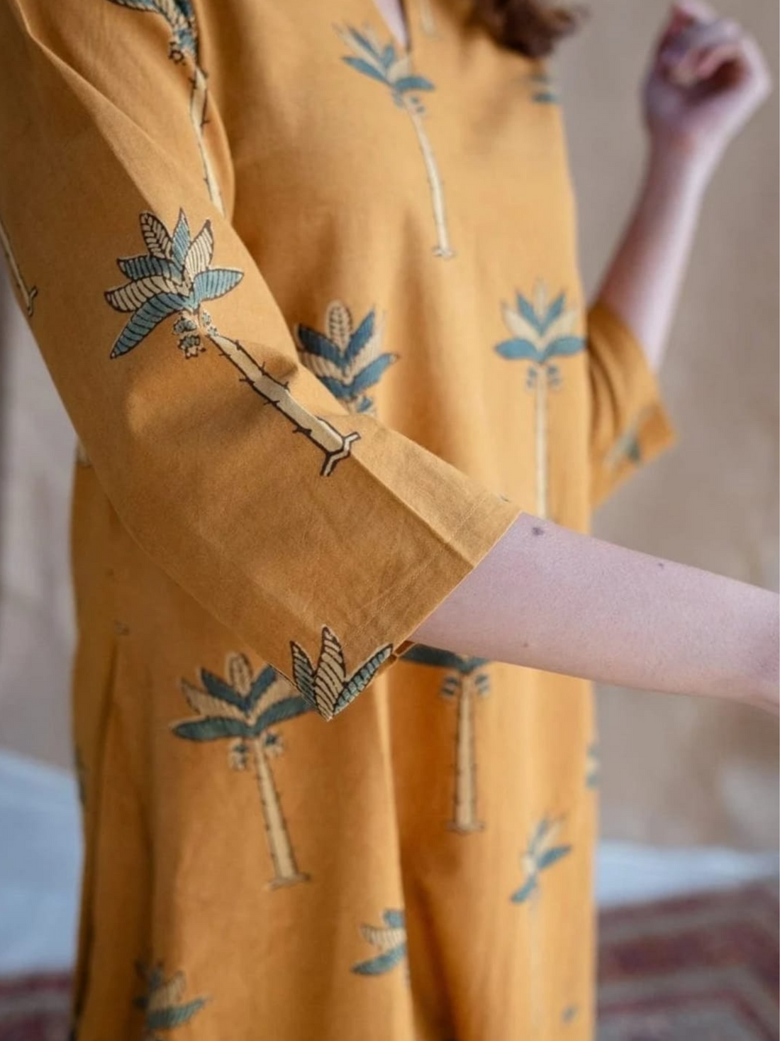Pure Cotton Brown Printed Kurti Set with Palazzo