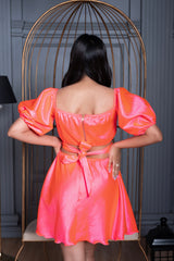 Satin Freya Neon Pink Fit & Flare Dress