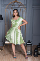 Amelia Light Green Embroidered Dress