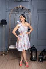 Aleysa Off White Floral Fit & Flare Dress