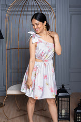 Aleysa Off White Floral Fit & Flare Dress