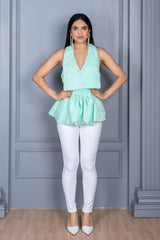 Heer Mint Green Sequence Top With Bow