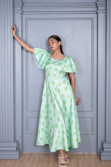 Zarra Green Polka Dot Maxi Dress