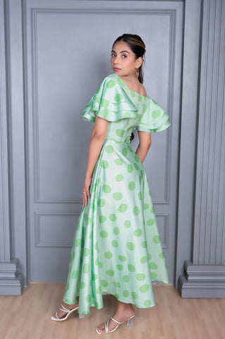 Zarra Green Polka Dot Maxi Dress