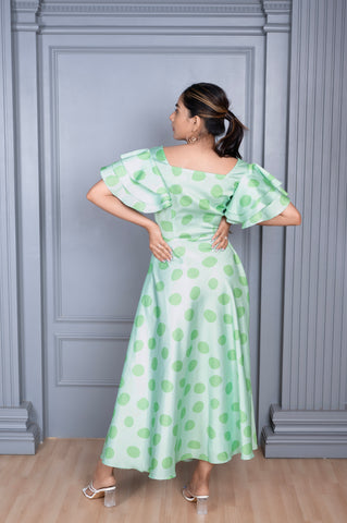 Zarra Green Polka Dot Maxi Dress