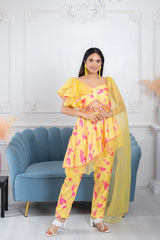 Mayra Yellow Tie & Dye Suit Set