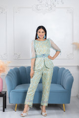 Kayraa Powder Blue Ethnic Co-ord Set