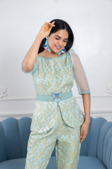 Kayraa Powder Blue Ethnic Co-ord Set