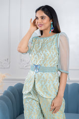 Kayraa Powder Blue Ethnic Co-ord Set