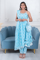 Noorie Sky Blue Lotus 3 Piece Suit Set