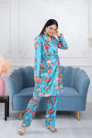 Seona Blue Pichwai 2 Piece Co-ord Set