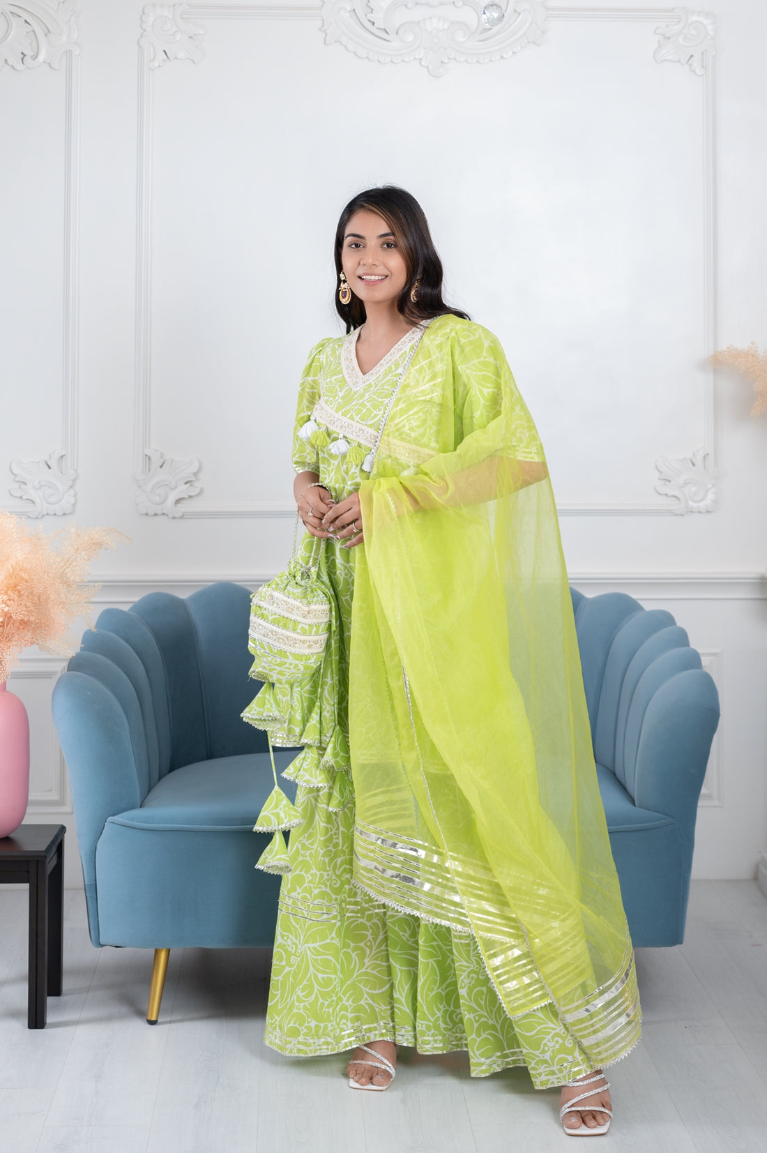Rimjhim Green Gota 3 Piece Suit Set