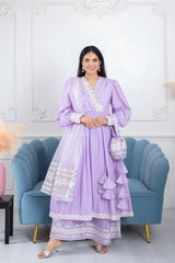 Rooh Lavender Bandhani Gota 3 Piece Suit Set