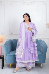 Rooh Lavender Bandhani Gota 3 Piece Suit Set